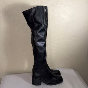 Franco Sarto black over the knee boot man made material size 8. NWOB.